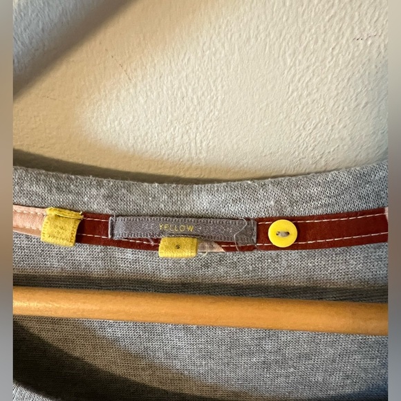 Anthropologie Little Yellow Button Mixed Media Peplum Top Women's Size Small - Picture 2 of 9